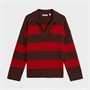 Brave Soul Womens Ditto Trophy Neck Jumper Brown/Red Stripe