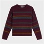Brave Soul Womens Sian Crew Neck Jumper Cherry/Multi Stripe