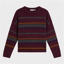 Brave Soul Womens Sian Crew Neck Jumper Cherry/Multi Stripe