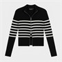Brave Soul Womens Zip Through Stripe Cardigan Black/White