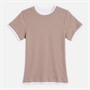 Brave Soul Womens Athena Double Layered T-Shirt Mushoom/White