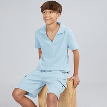 Brave Soul Boys Cadby Polo Shirt And Shorts Set Powder Blue
