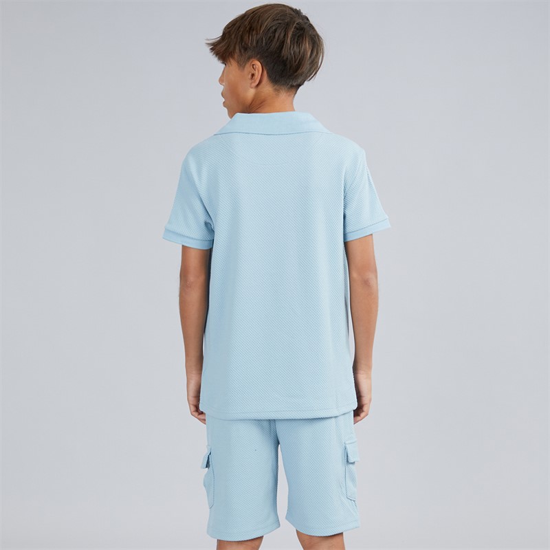 Brave Soul Boys Cadby Polo Shirt And Shorts Set Powder Blue