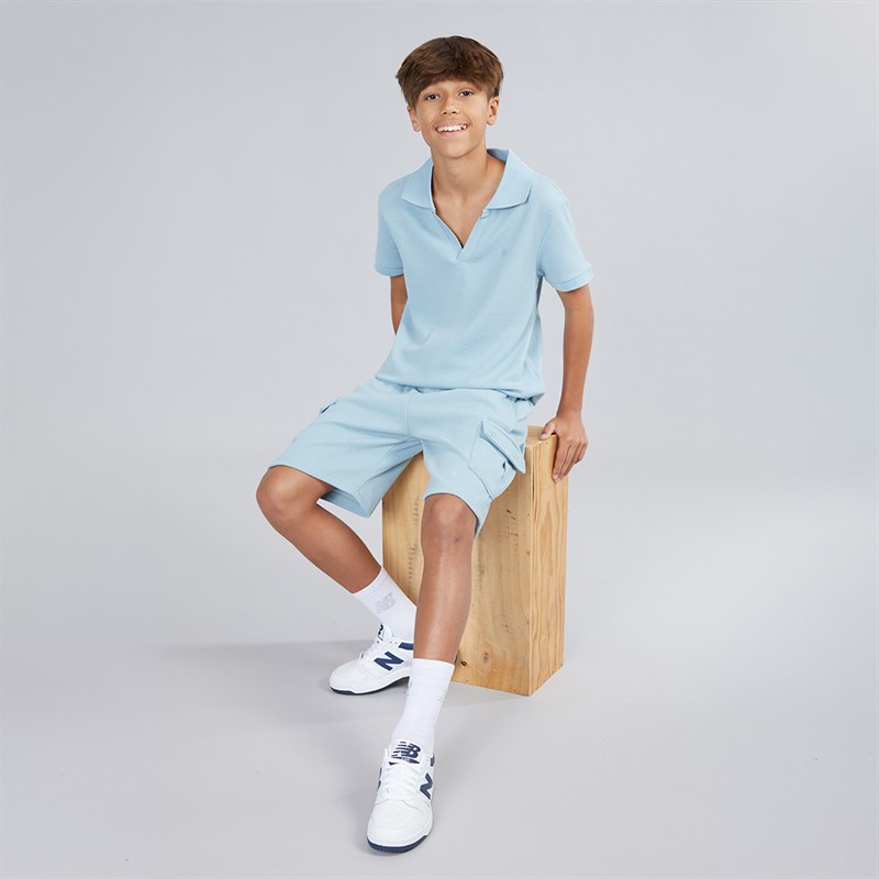 Brave Soul Boys Cadby Polo Shirt And Shorts Set Powder Blue
