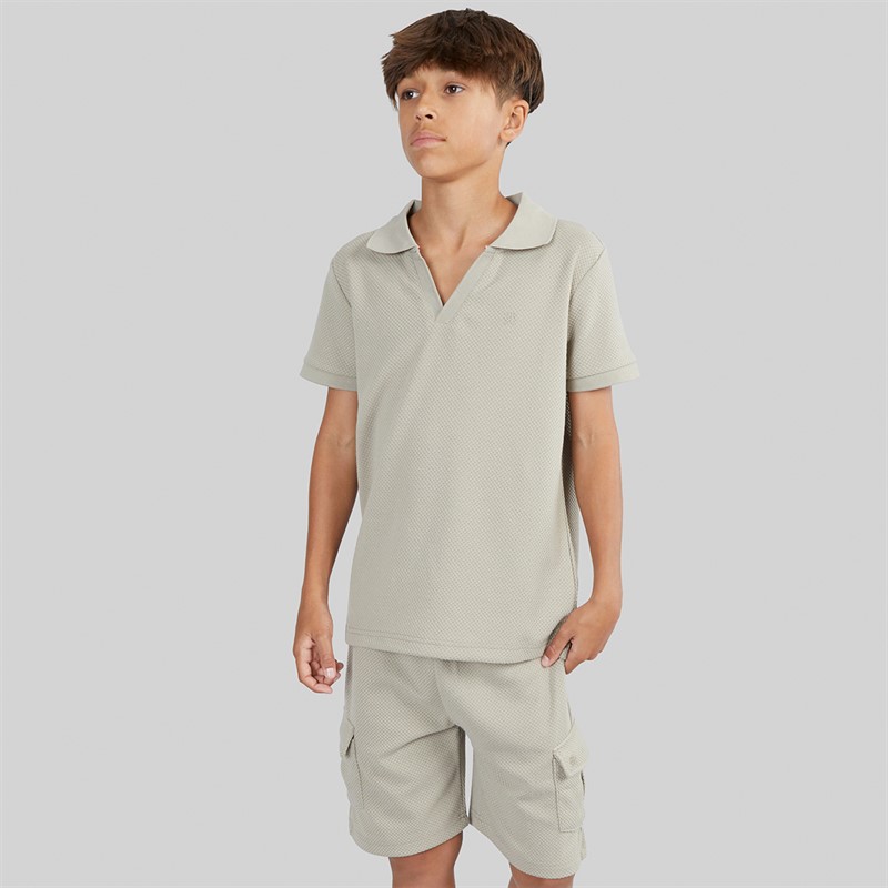 Brave Soul Boys Cadby Polo Shirt And Shorts Set Light Sand
