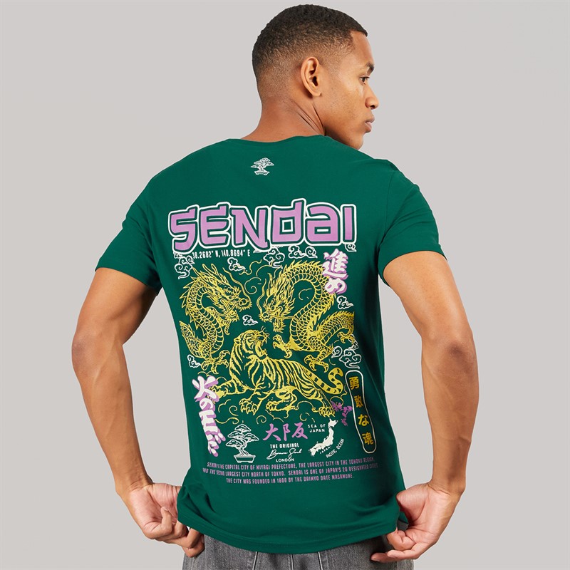 Brave Soul Mens Kovu T-Shirt Green
