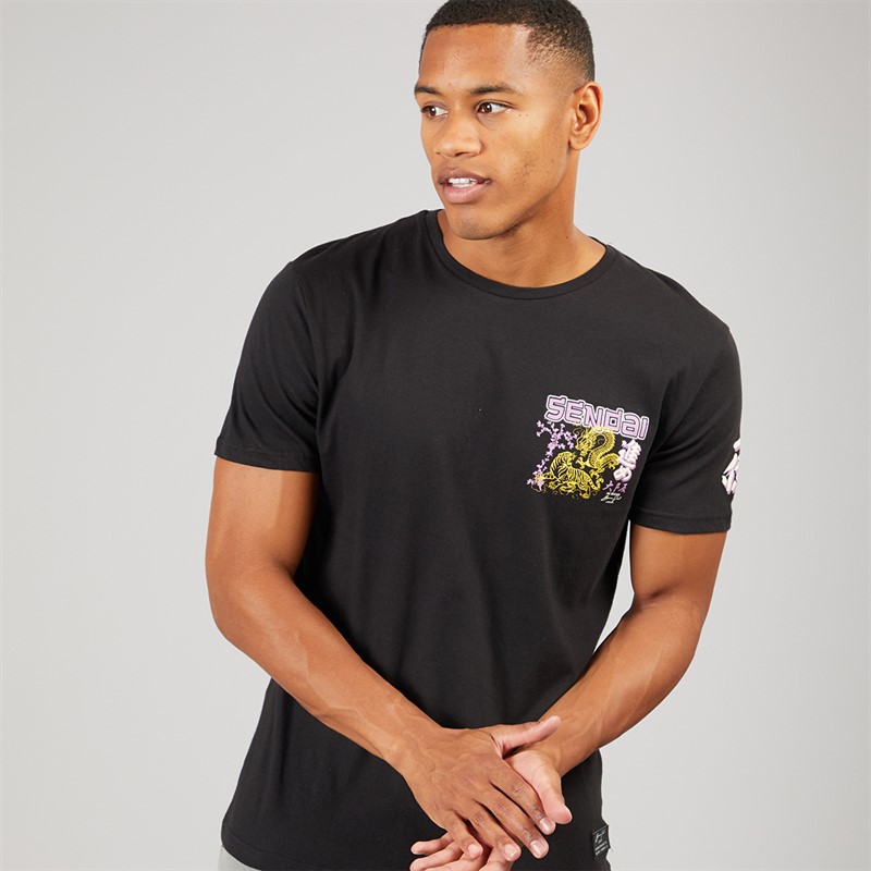 Brave Soul Mens Kovu T-Shirt Jet Black