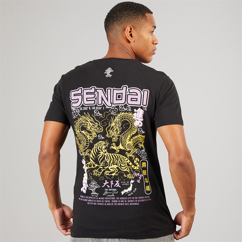 Brave Soul Mens Kovu T-Shirt Jet Black