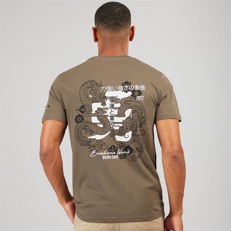 Brave Soul Mens Perceval T-Shirt Taupe