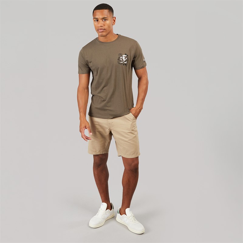 Brave Soul Mens Perceval T-Shirt Taupe
