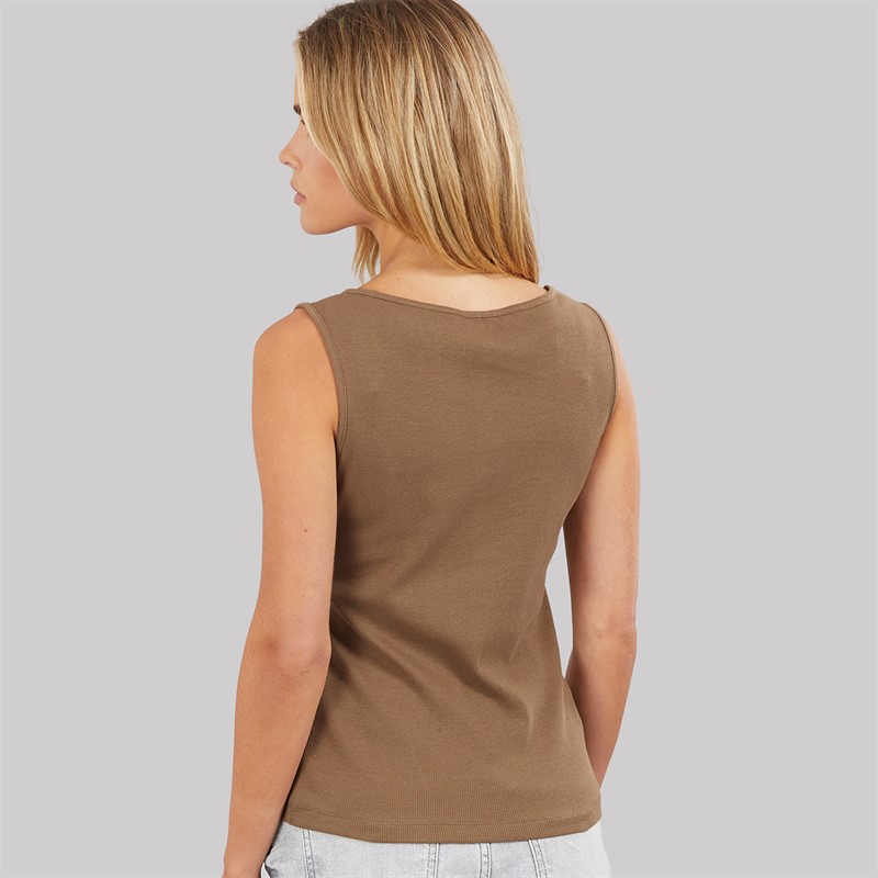 Brave Soul Womens Quantum Button Down Vest Mocha