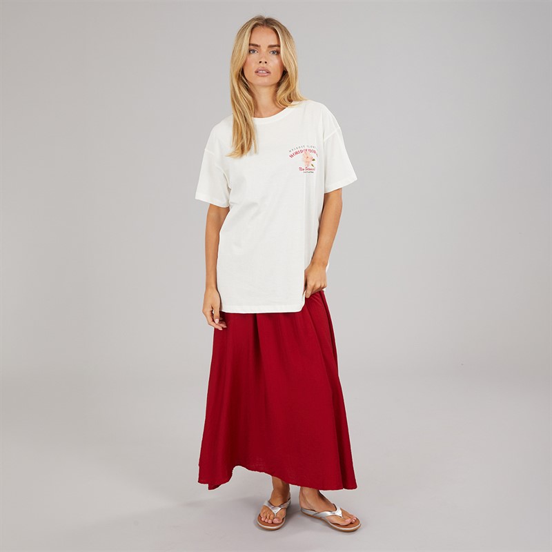 Brave Soul Womens Bloom Print T-Shirt Cream