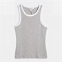 Brave Soul Womens Lucie Contrast Vest Grey Marl/White