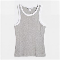 Brave Soul Womens Lucie Contrast Vest Grey Marl/White