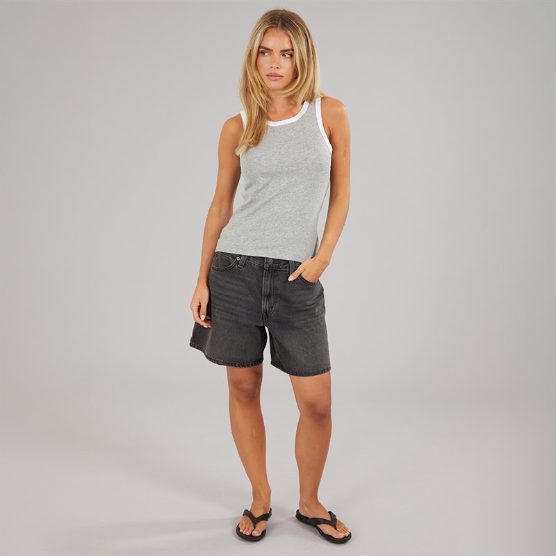 Brave Soul Womens Lucie Contrast Vest Grey Marl/White