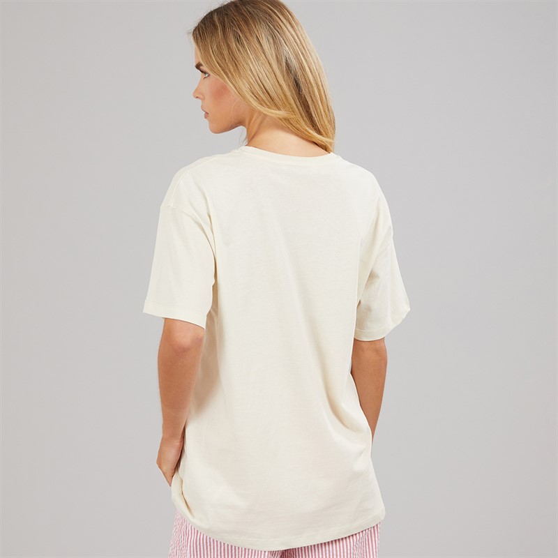 Brave Soul Womens Oversized Graphic T-Shirt Cream