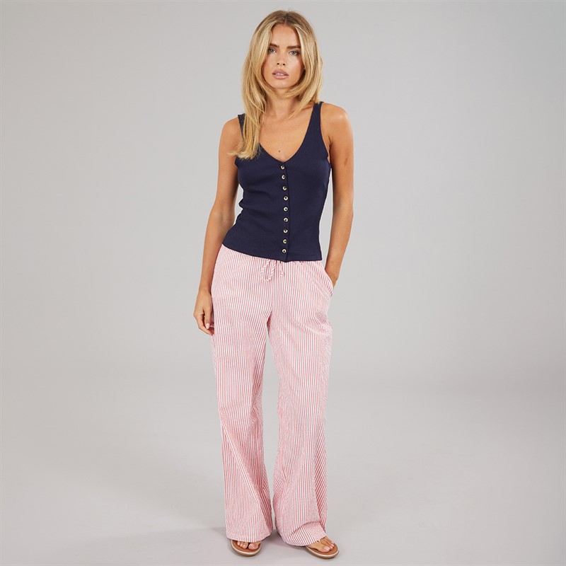 Brave Soul Womens Button Down Vest Dark Navy
