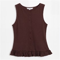 Brave Soul Womens Sweetie Frill Vest Chocolate