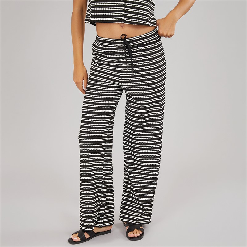 Brave Soul Womens Alice Stripe Trousers Black/Cream