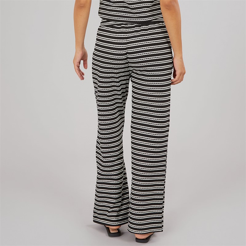Brave Soul Womens Alice Stripe Trousers Black/Cream