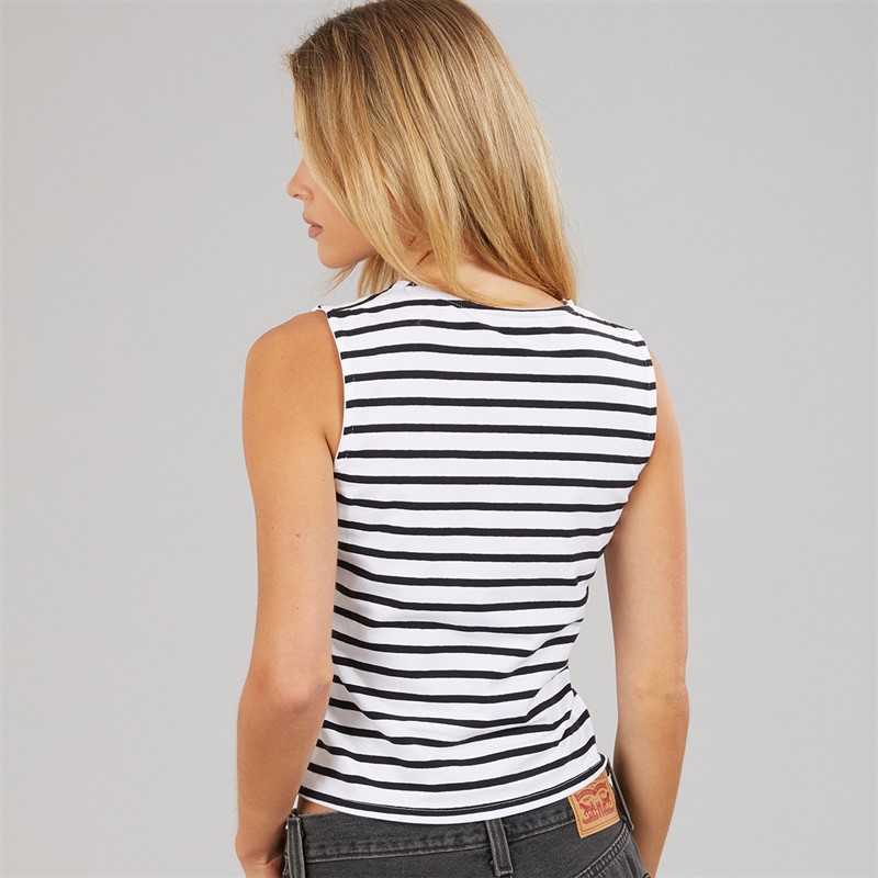 Brave Soul Womens Stripe Boxy Vest White/Black White/Black
