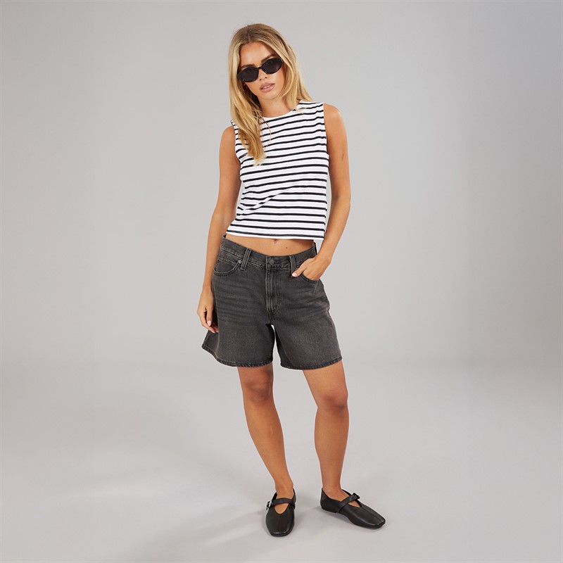 Brave Soul Womens Stripe Boxy Vest White/Black White/Black