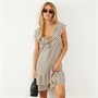Brave Soul Womens Virgi Frill Mini Dress Beige/Black