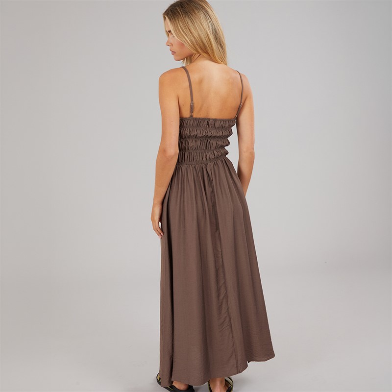 Brave Soul Womens Cilla A-Line Midi Dress Dark Taupe