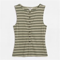Brave Soul Womens Boat Neck Stripe Vest Dark Green/Lime