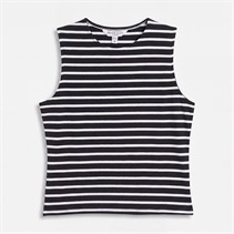 Brave Soul Womens Stripe Boxy Vest Black/White