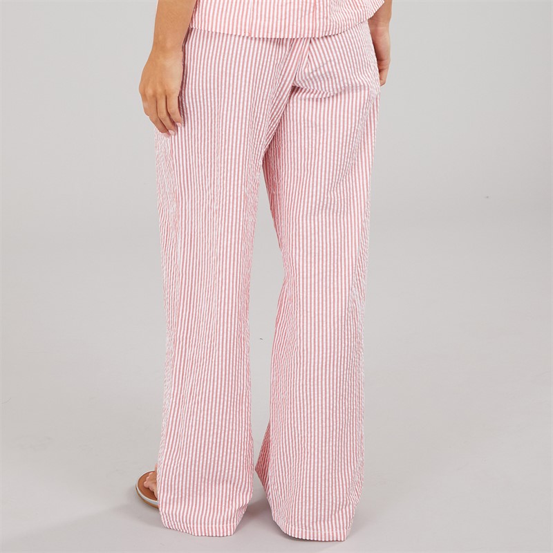 Brave Soul Womens Ora Stripe Trousers Red/White