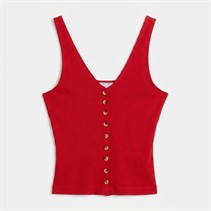 Brave Soul Womens Button Down Vest Red