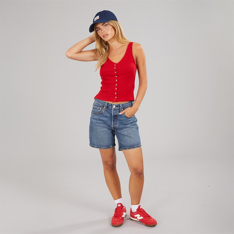Brave Soul Womens Button Down Vest Red