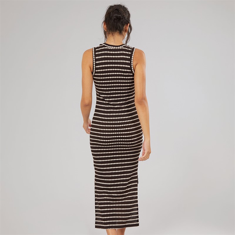 Brave Soul Womens Lynus Textured Maxi Dress Brown/Cream