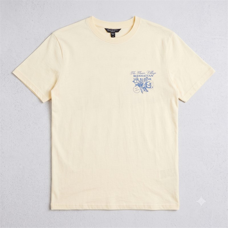 Brave Soul Womens Bloom Printed T-Shirt Yellow/Blue