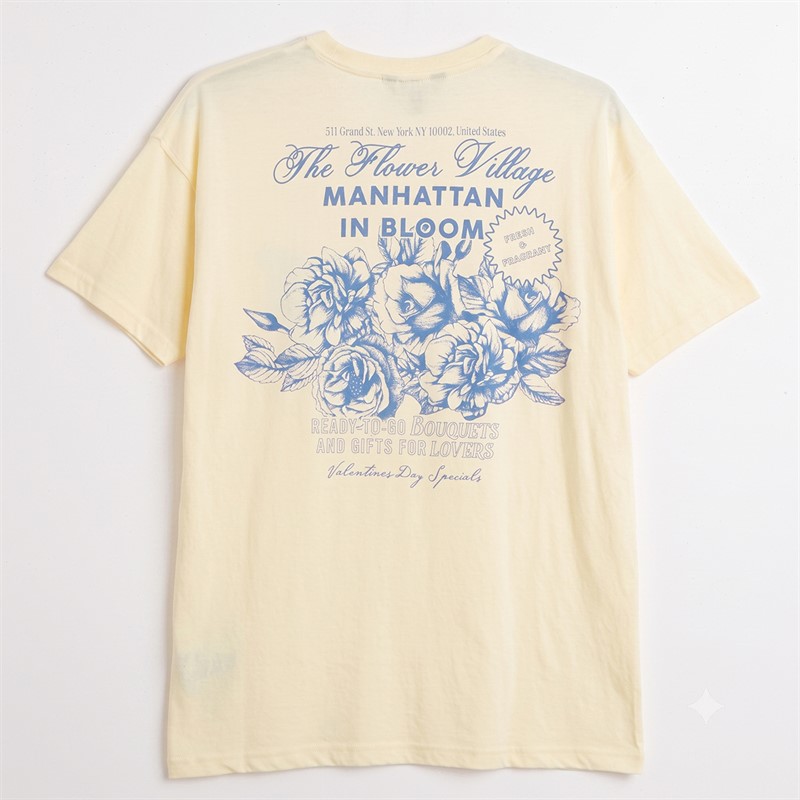 Brave Soul Womens Bloom Printed T-Shirt Yellow/Blue