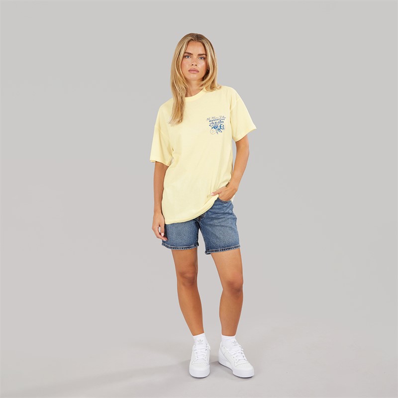 Brave Soul Womens Bloom Printed T-Shirt Yellow/Blue