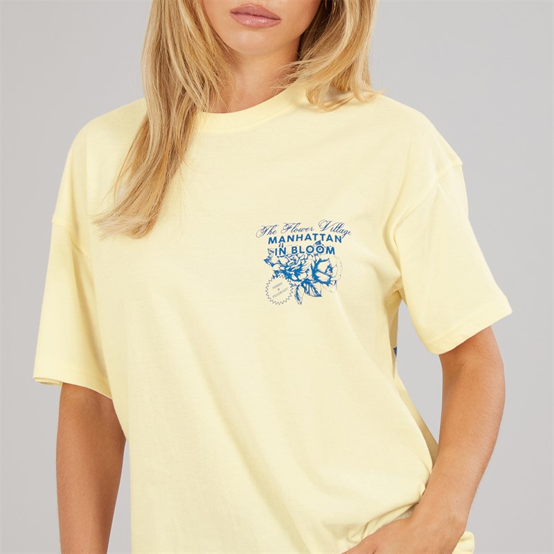 Brave Soul Womens Bloom Printed T-Shirt Yellow/Blue