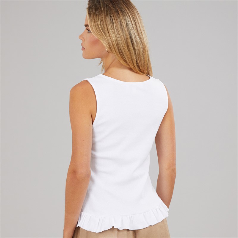 Brave Soul Womens Sweetie Frill Vest White