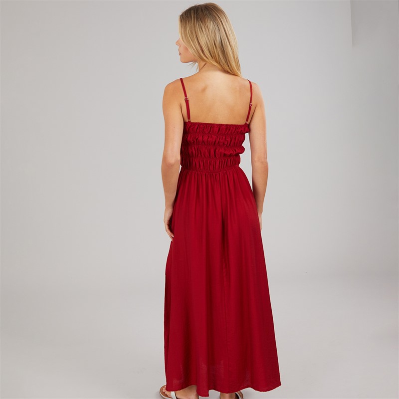 Brave Soul Womens Cilla A-Line Midi Dress Red