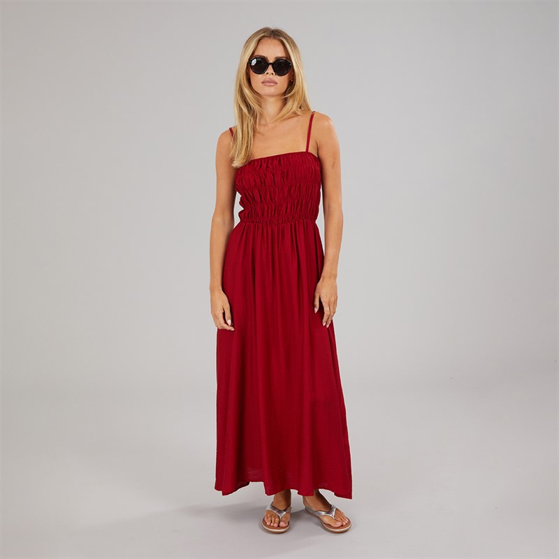 Brave Soul Womens Cilla A-Line Midi Dress Red