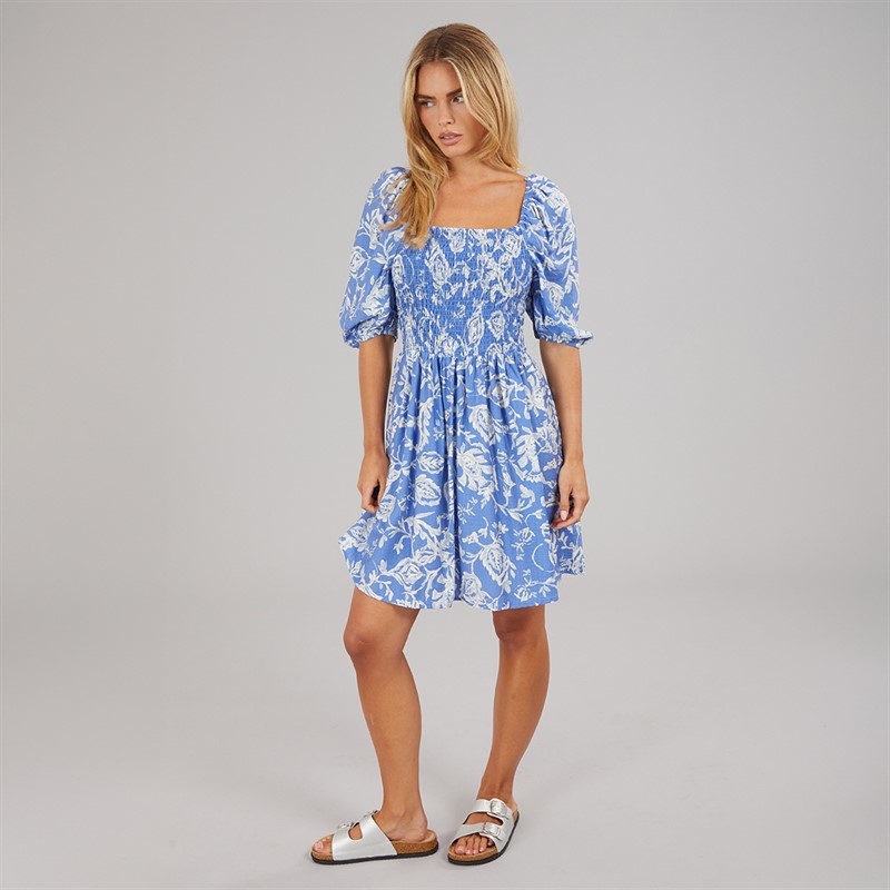 Brave Soul Womens Lainey Mini Dress Blue/White