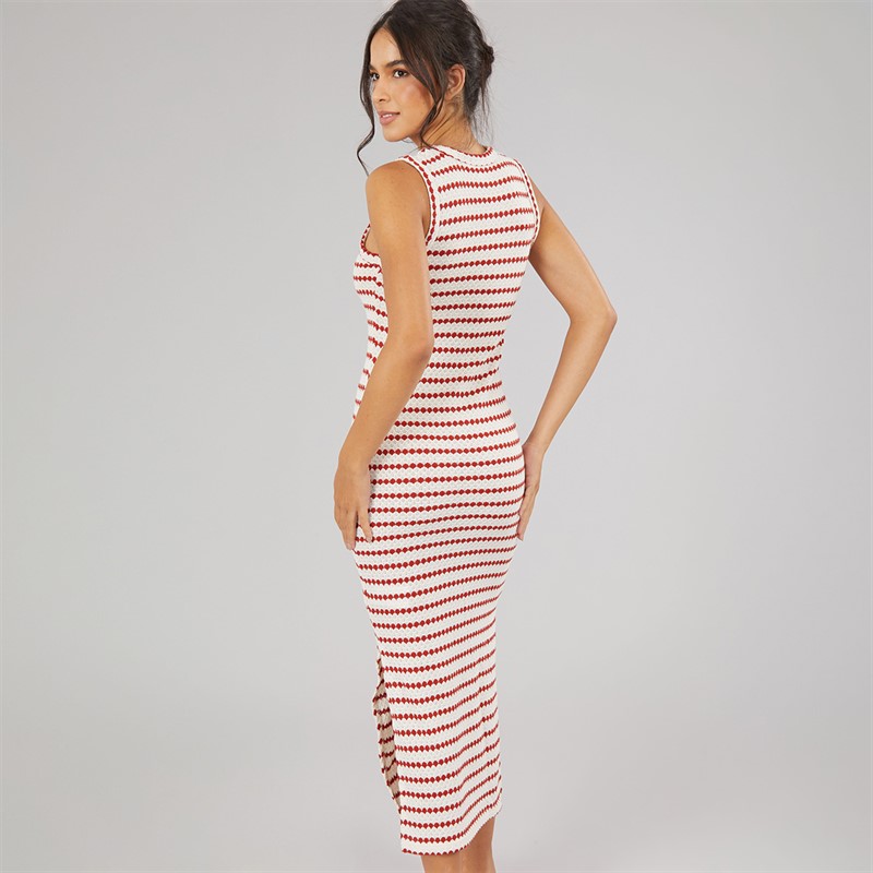 Brave Soul Womens Lynus Textured Maxi Dress Cream/Red