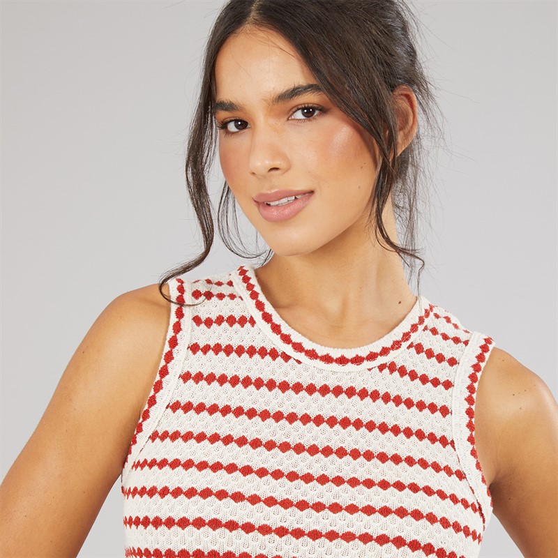 Brave Soul Womens Lynus Textured Maxi Dress Cream/Red