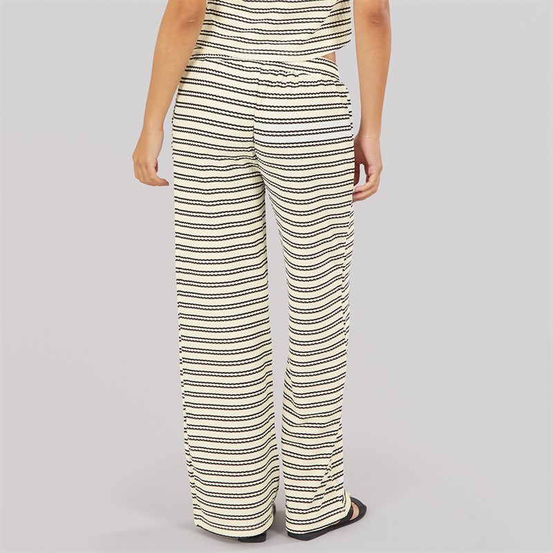 Brave Soul Womens Alice Stripe Trousers Cream/Black