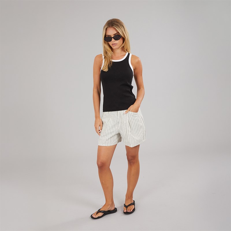 Brave Soul Womens Lucie Contrast Vest Black/White