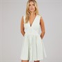 Brave Soul Womens Rhine V-Neck Mini Dress Green/Cream