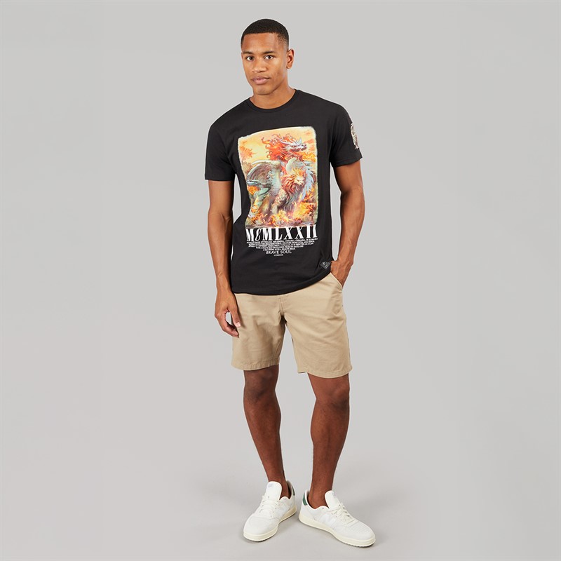 Brave Soul Mens Genome T-Shirt Jet Black/Multi
