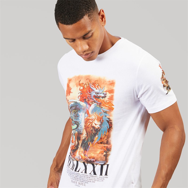 Brave Soul Mens Genome T-Shirt Optic White/Multi