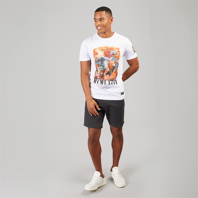 Brave Soul Mens Genome T-Shirt Optic White/Multi